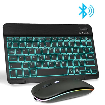 Mini Belaidė Klaviatūra Ir Pelė, RGB Bluetooth 