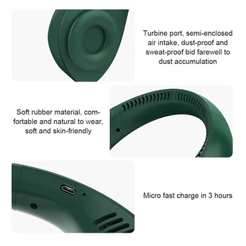 Mini Kaklo Ventiliatorius Nešiojamų Bladeless USB Įkrovimo Išjungti Sporto Gerbėjai Lauko Ventilador Portatil Abanicos Aušinimo