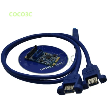 Mini PCIe dual USB 3.0 adapteris mPCIe į 19Pin USB3.0 antraštė Kortelė + 19P USB moterų antraštės USB3.0 Moterų spiltter kabelis