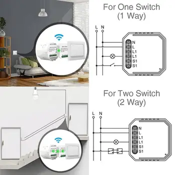 MINI Wifi Smart Switch 3-way Dual-control Laikrodinis Belaidžio Jungikliai Protingo Namo Automatizavimo Suderinama Su Tuya Alexa 