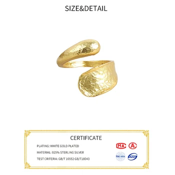 Minimalistinio 925 Sterlingas Sidabro Žiedai Moterų Mados Kūrybos Apkabinti Aukso Spalvos, Netaisyklingos Geometrinės Gimtadienio Papuošalai, Dovanos
