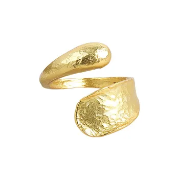 Minimalistinio 925 Sterlingas Sidabro Žiedai Moterų Mados Kūrybos Apkabinti Aukso Spalvos, Netaisyklingos Geometrinės Gimtadienio Papuošalai, Dovanos