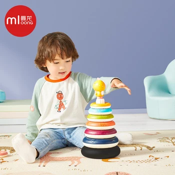 Mloong montessori kūdikių krūvas žaislų Įspūdį vaivorykštės ratą antspaudų vaikų Ankstyvojo ugdymo Rėmelis blokai babe 6 mėnesių