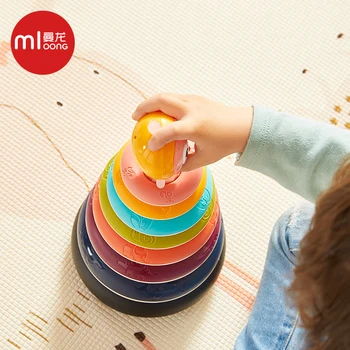 Mloong montessori kūdikių krūvas žaislų Įspūdį vaivorykštės ratą antspaudų vaikų Ankstyvojo ugdymo Rėmelis blokai babe 6 mėnesių