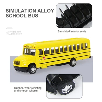 Modeliavimo Inercinės Lydinio Mokyklos Autobusas Modelis Žaislas Traukti Atgal Diecast Žaislai, Transporto priemonės, Berniukams, Vaikams Gimtadienio Dovana Švietimo Žaislai