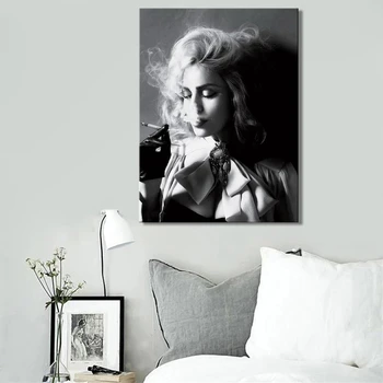 Moderni Juoda ir Balta Drobė, Tapyba Gražių Moterų Rūkymas Cigarečių, nuotraukas ir Plakatus Sienos Nuotraukas Gyvenimo Kambario Dekoro