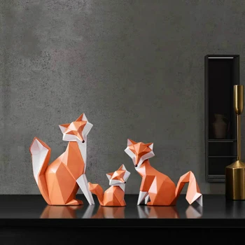 Modernus minimalistinis Geometrinis Dervos Fox Gyvūnų skulptūros, amatų Šiuolaikinio Namų Dekoro priedai Vestuvių dovanos