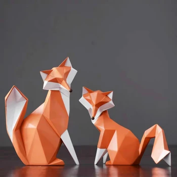 Modernus minimalistinis Geometrinis Dervos Fox Gyvūnų skulptūros, amatų Šiuolaikinio Namų Dekoro priedai Vestuvių dovanos