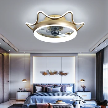 Modernus minimalistinis ventiliatorius šviesos kristalų dekoratyvinis LED nuotolinio valdymo apšvietimo miegamasis ventiliatorius lempos AC220V/110V