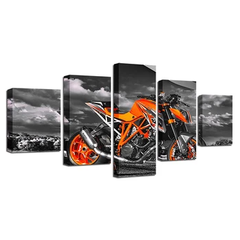 Modulinė Sistema Tapybos HD Spausdinimo Šiuolaikinės 5 vnt Motociklų Sporto Drobė Nuotraukas, Plakatai, Meno Kambarį Sienų Apdaila