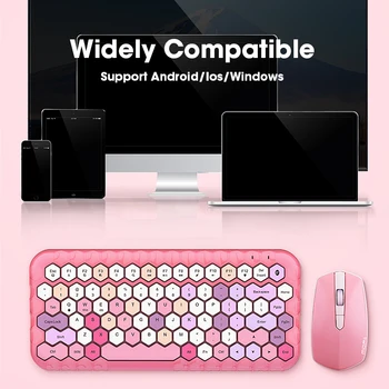 Mofii Rožinė Wireless Keyboard Mouse Combo 