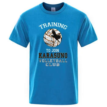 Mokymo prisijungti prie Karasuno Tinklinio Klubas Mens Marškinėliai Laisvi Vyrai T-Shirt 2019 M. Vasarą Prekės Kietas trumpomis Rankovėmis Viršūnes Vyrai Tee Marškinėliai