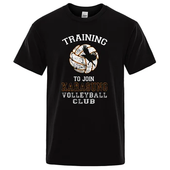 Mokymo prisijungti prie Karasuno Tinklinio Klubas Mens Marškinėliai Laisvi Vyrai T-Shirt 2019 M. Vasarą Prekės Kietas trumpomis Rankovėmis Viršūnes Vyrai Tee Marškinėliai
