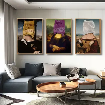 Mona Liza, Juokinga Meno Drobės Tapybos Grožis Yra Viduje Sienos Menas, Plakatų Ir Grafikos Garsaus Da Vinci Meno Nuotraukas Kambarį Dekoro