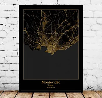 Montevideo Uruguay Žemėlapis Plakatas