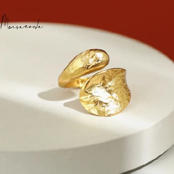 MORZĖS KODAS, 925 Sterlingas Sidabro korėjos Stiliaus Lašo Formos Auksinis Nereguliarus Alavo Folija Tekstūros Atidaryti Žiedas moterų Mados Juvelyrika dovanos