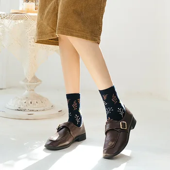 Moteris Kojinės Japonų Stiliaus Spausdinti Merginos Saldus Ilgai Kojinės Korėjos Mados Medvilnės Minkštas Harajuku Retro Vintage Streetwear Įgulos Kojinės