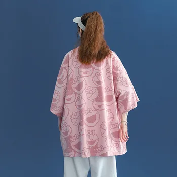 Moteris tshirts vasaros atsitiktinis juokingas animacinių filmų print t shirt harajuku trumpas rankovės O-kaklo negabaritinių marškinėliai moterims drabužių rožinė viršūnės