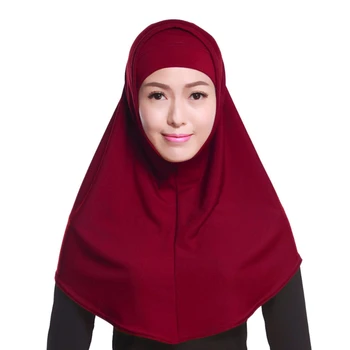 Moteriški 2 Gabalas vientisos Spalvos Amira Jersey Musulmonišką Hidžabą Minkštos Medvilnės Ruožas Galvos Skara su Vamzdžio Vidinis Underscarf Bžūp Gaubtu