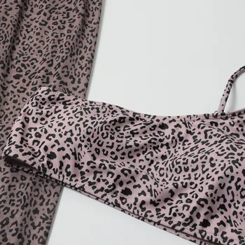 Moterų Bikinio Nustatyti Ponios Vasaros Mados Leopardas Spausdinti Padalinta Aukšto Juosmens Trijų dalių Šifono Bikini maudymosi kostiumėlį, Sijonus, maudymosi Kostiumėliai,