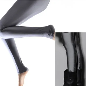 Moterų Blizga Ziajać Antblauzdžiai Karšto Pardavimo Antblauzdžiai vientisos Spalvos Fluorescencinė Spandex Elastingumą Atsitiktinis Kelnės Shinny Legging#p35