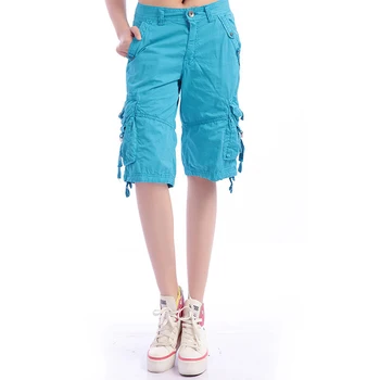 Moterų Kelio Ilgis Capri Krovinių Kelnės Multi-kišenės, Lauko Atsitiktinis 5-taškų Džinsinio audinio Kelnės Kelionės Kovoti su Pants Plus Size