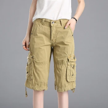 Moterų Kelio Ilgis Capri Krovinių Kelnės Multi-kišenės, Lauko Atsitiktinis 5-taškų Džinsinio audinio Kelnės Kelionės Kovoti su Pants Plus Size