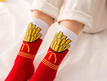 Moterų kojinės juokingas mielas animacinių filmų vaisių, bananų avokado citrinos kiaušinių sausainių spurga maisto laimingas Japonijos Harajuku riedlentė kojinės