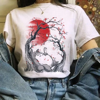 Moterų Marškinėliai Totoro Anime ir Animacinių filmų Negabaritinių marškinėliai Harajuku Atsitiktinis Tshirts su trumpomis Rankovėmis Viršūnes Moterų Marškinėliai, Drabužiai