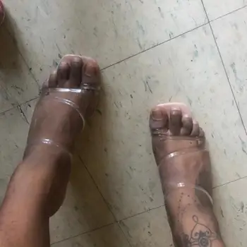 Moterų Sandalai Strappy Mulas Aukštakulnius Batelius Pvc Seksualus Už Paplūdimio Šlepetės Zapatillas Mujer Casa Sapatos Mulher 2021