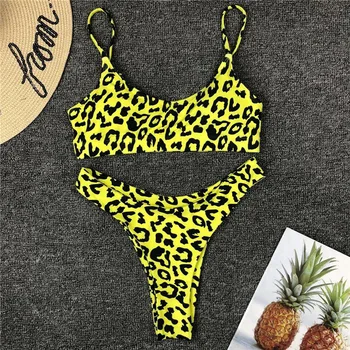 Moterų Sexy, Leopardas spausdinimui Bikini Nustatyti Vasaros Paminkštinta Push up maudymosi Kostiumėliai Paplūdimio maudymosi kostiumėlį Dviejų dalių Kostiumai