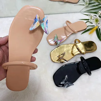 Moterų Sexy Šlepetės Įrašą Kojų Vasaros Sandalai Drugelis Ponios Butai Mados Skaidres Paplūdimio Lauko Moteris Atsitiktinis Flip Flop Naujas 2021