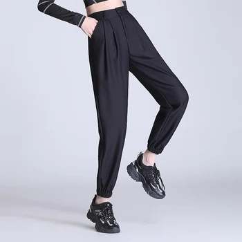 Moterų Streetwear Haream Kelnes Rudenį Atsitiktinis Laisvas Kelnes Elegantiškas Moteriškos Sporto Kelnės ockets Laisvi juodas pilkas Kelnes Negabaritinių 6X