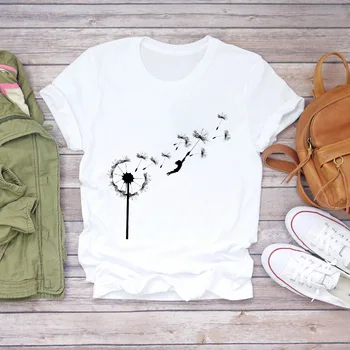 Moterų trumpomis Rankovėmis Akvarelė Balionas Animacinių filmų Spausdinti Drabužius Lady T-shirts Top Moteriški Marškinėliai Ponios Stilingas Summer Tee Marškinėliai