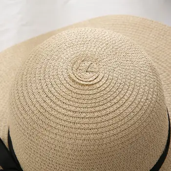 Moterų Vasaros Kelionių Paplūdimio UV Apsauga Bowknot Platus Kraštų Šiaudų Skrybėlę nuo Saulės Bžūp Ponios vasaros skrybėlę moterų vestuvių chapeu feminino