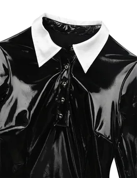 Moterų Šlapias Atrodo, Lakinės Odos Bodycon Suknelė Tamsiai Gotikos Numylėtinis Išgalvotas Cosplay Kostiumas Helovinas Fancy Dress Vaidmuo Žaisti Drabužiai
