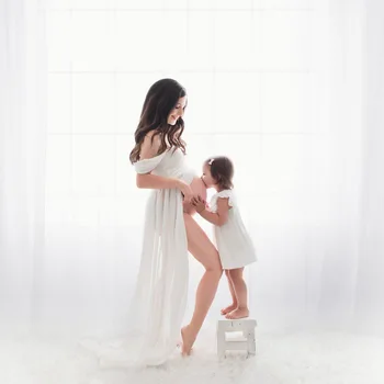 Motinystės Suknelės Fotografijos Suknelė Baby Shower Suknelių Nėščioms Moterims prieš Gimdymą Foto Drabužius Šifono Grindų ilgio Suknelė