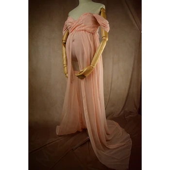 Motinystės Suknelės Fotografijos Suknelė Baby Shower Suknelių Nėščioms Moterims prieš Gimdymą Foto Drabužius Šifono Grindų ilgio Suknelė