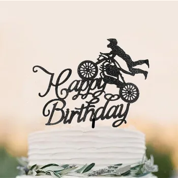 Motokroso Tortas Toppers Motociklo Cupcake Rėžtuvės Laimingas Gimtadienio Torto Dekoracijas, Vyro Gimtadienis arba Berniuko Dirt Bike Temą