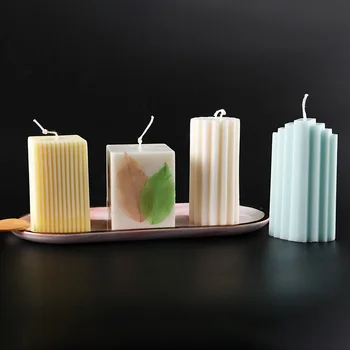 Multi-stiliaus Geometrijos Akrilo Žvakių liejimo Formos Dryžuotas Romos Stulpelio Formos Žvakė Silikono Formų, skirta Žvakė Priėmimo Formos Cilindro Formos