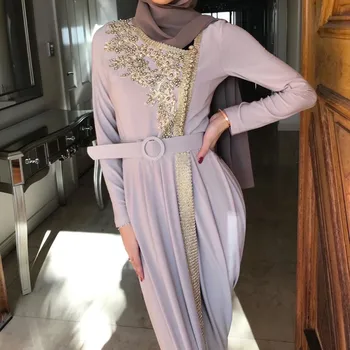 Musulmonų Siuvinėjimo Abaja Diržo Paradinėmis Vestidos Megztinis Kimono Vetement Ilgas Chalatas, Chalatai Jubah Artimųjų Rytų Eid Ramadanas Islamo
