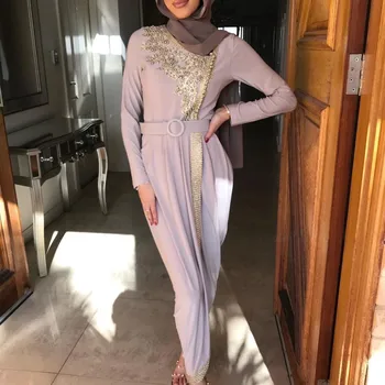 Musulmonų Siuvinėjimo Abaja Diržo Paradinėmis Vestidos Megztinis Kimono Vetement Ilgas Chalatas, Chalatai Jubah Artimųjų Rytų Eid Ramadanas Islamo