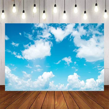 Mėlynas Dangus Ir Balti Debesys Fotografijos Fone Gimtadienio Naujagimių Fone Apdailos Rekvizitas Išspausdintas Fotostudija