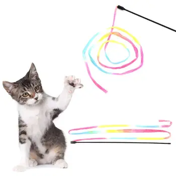 Naminių Kačių Žaislai Vaivorykštė Audinio Juostelę Erzinti Kates Lazdele Kibinimas Žaislas katė klijuoti Juostele Stilius