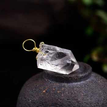 Natūralaus akmens aišku, crystal white point pandent grubaus Žvyro Ritosi Urmu Kvarco Gydymo Reiki natūralių akmenų ir mineralų