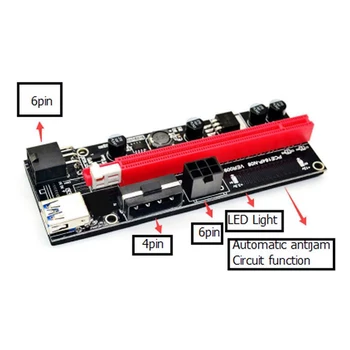 Nauja PCI-E pcie Riser 009 Express 1X 4x 8x 16x Extender PCI-E USB Stove 009S Dual GPU 6Pin SATA Adapterio plokštę 15pin už BTC Miner