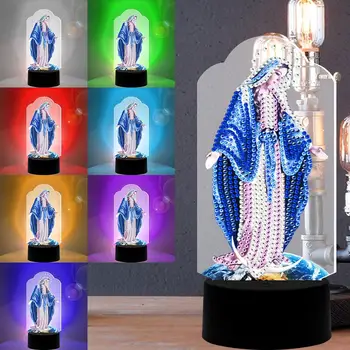 Nauja Religija Stiliaus 7 Spalvų 5D Diamond Tapybos Lempos 