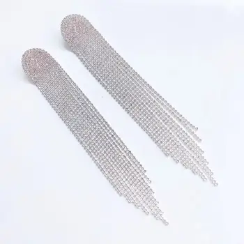 Nauja stiliaus ilgai kutas kalnų krištolas moterų Pakabukas Auskarai super ilgas kristalo pakabukas auskarai mados juvelyrika priedai
