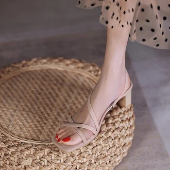 Nauja Vasaros Mados Dizaino Moterų Sandalai Siauros Juostos Atidaryti Tne Elegantiškas Šalis Siurbliai Gladiatorių Batai Aikštėje Kulniukai Moterų Sandalai