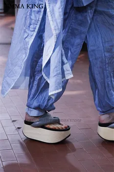 Nauja Vasaros Moterų Sandalai Blynai Platforma šlepetės Storio-soled Eglute Sandalai Elegantiškos Moterys Batų Mados Gatvė Atrodo